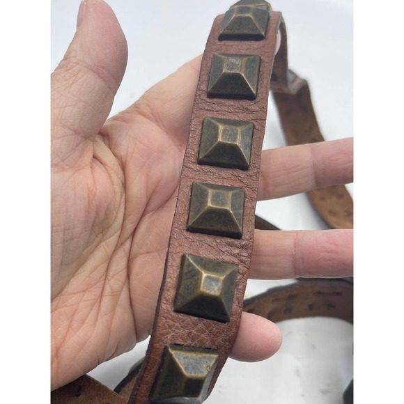 NEW NWT Double Wrap Around the Body Brown Leather Belt with Studs Sz 34, 38, 40 - Picture 2 of 11